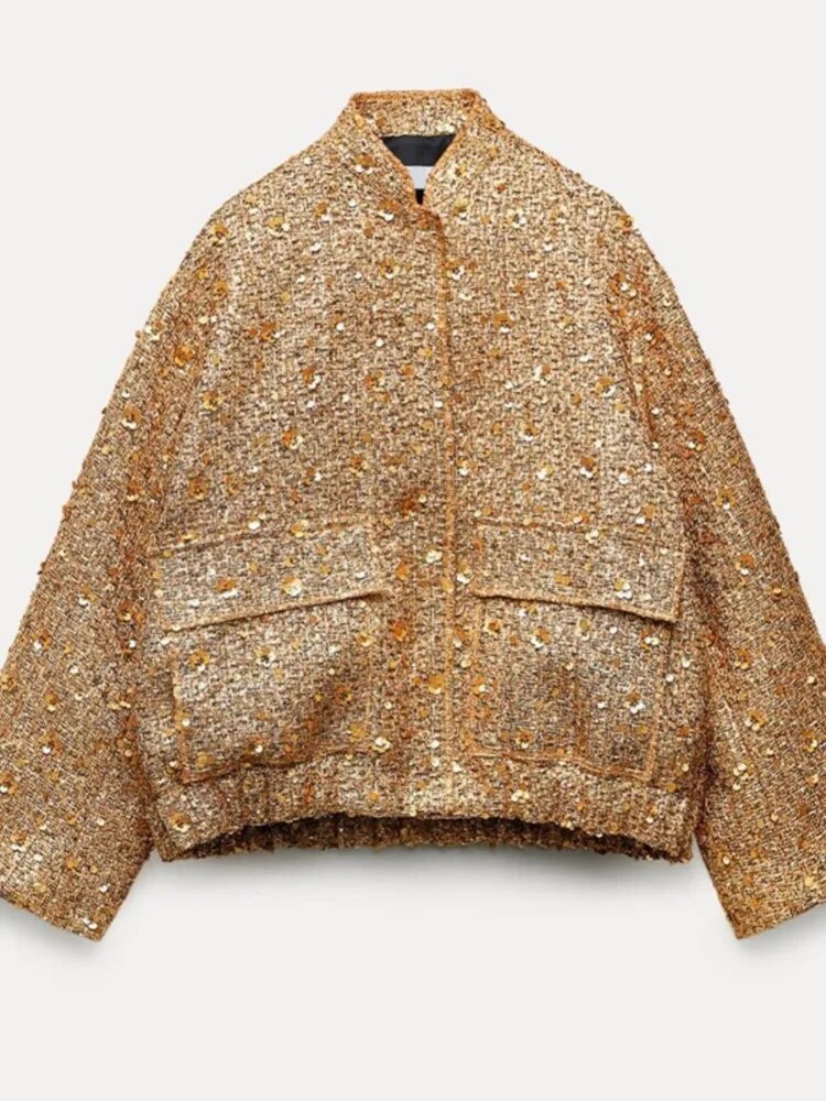 Jacke aus goldenem tweed