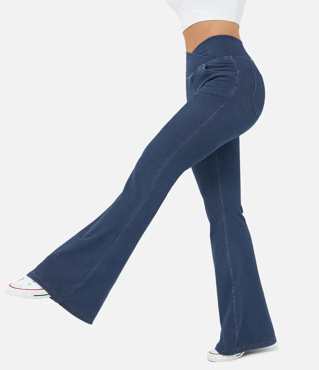 Geschwungene jeans mit hoher taille